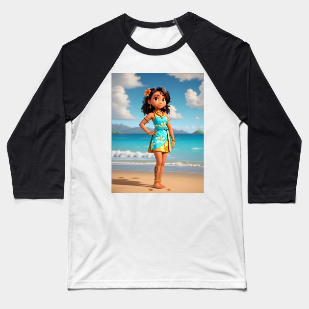 Hawaiian Girl Sticker #1 Baseball T-Shirt by TrendyTees